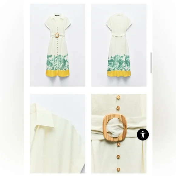 Zara GRECIAN PRINT SHIRT DRESS Size XS NWT - Picture 8 of 12